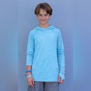KIDS TARGET ALL-IN-MOTION AQUA HOODIE WITH KANGAROO POCKET & THUMB HOLES - L
